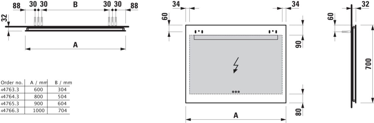 LAUFEN Spiegel LEELO LED-Licht??????. 800x700 Ein/Aus/Dimmer/Farbtemperatur wechsel, H447643950 H4476439501441
