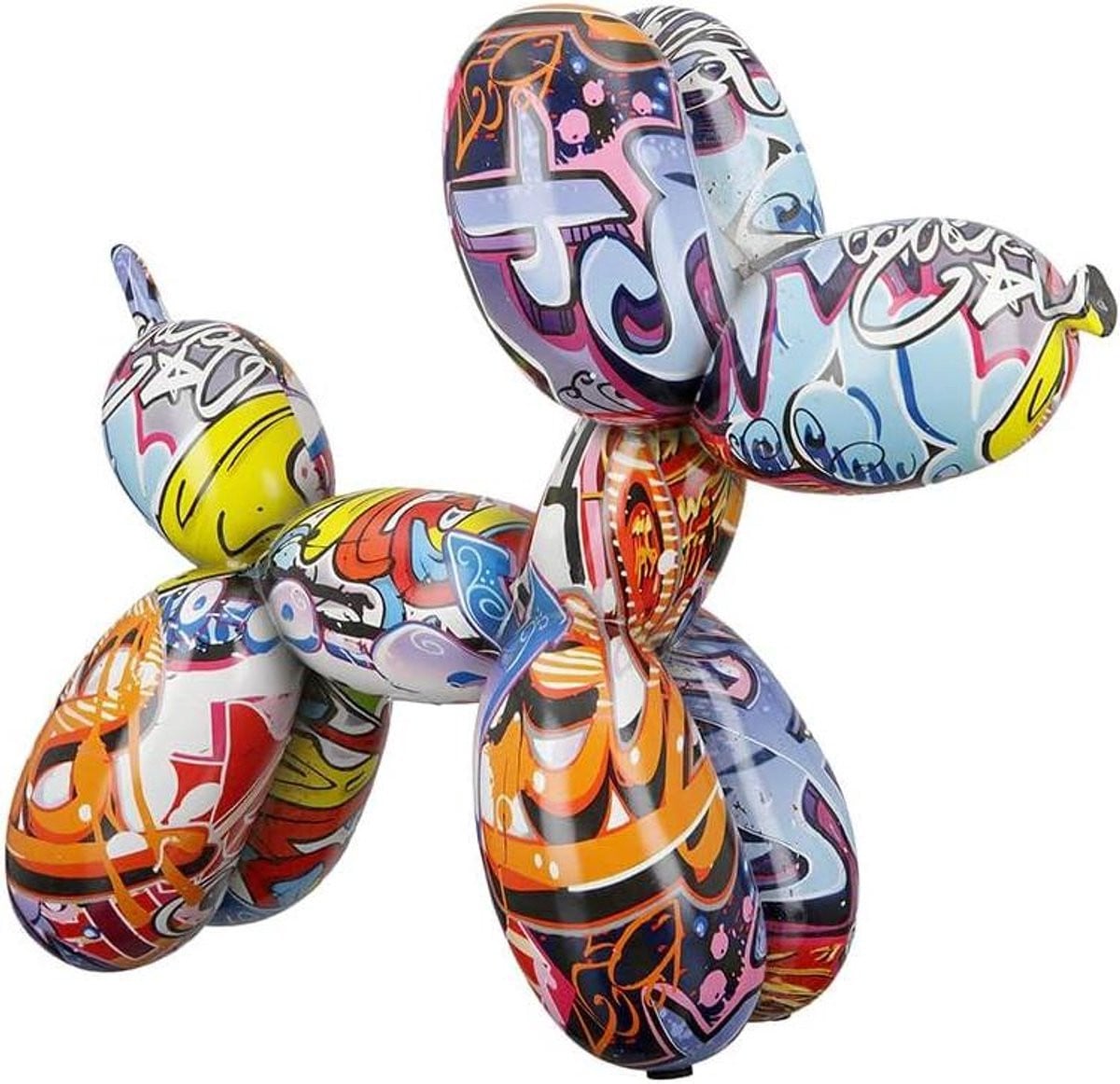 Decoratief Hond Beeldje met Street Art Design, Glanzend, Hoogte: 25 cm