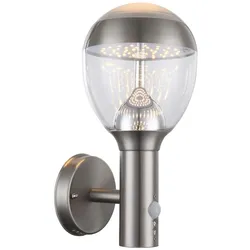 11,5 Watt LED Außen Wand Leuchte Bewegungsmelder Edelstahl klar Garten Globo 34250S CALLISTO