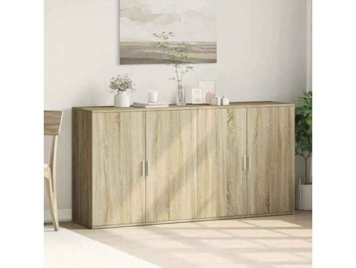 KTHLBRH Sideboards 2 Stück Sonoma Eiche 79 x 38 x 80 cm aus mehrschichtigem Feuchtigkeitsbeständig, leicht zu reinigen, viel Platz für Zeitschriften und Bücher, maximale Belastung 70 kg pro Stück