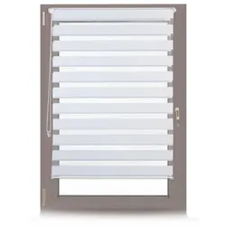 Relaxdays 3x Doppelrollo Klemmfix Weiß 100x150 Weiß,Transparent