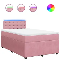 vidaXL Boxspringbett mit Matratze Rosa 120x200 cm Samt