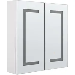 BAD-SPIEGELSCHRANK weiß/silber mit LED-Beleuchtung 60/60 cm Mazarredo