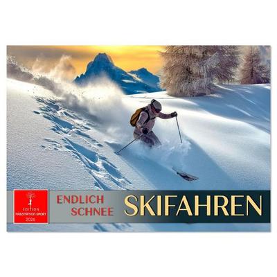 Skifahren - endlich Schnee (Wandkalender 2026 DIN A3 quer), CALVENDO Monatskalender