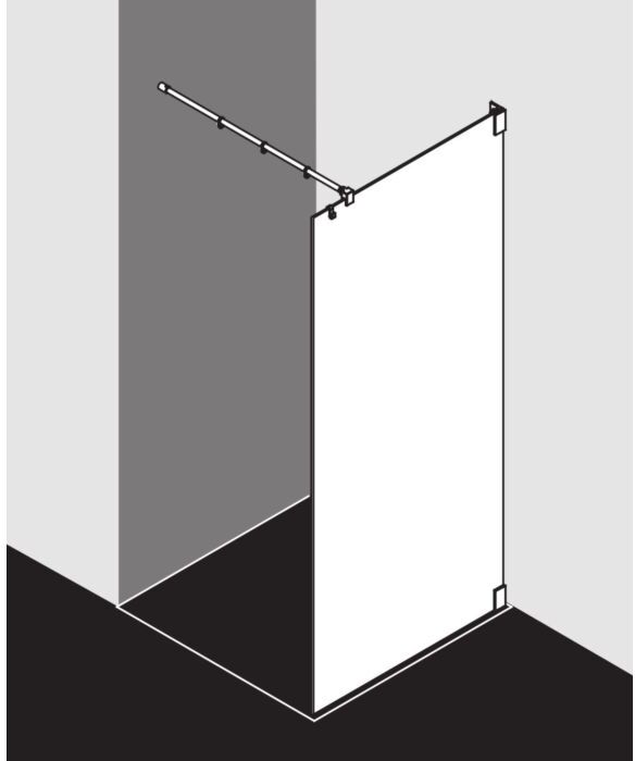 Kermi Filia Glasanlage FITWF12020VAK 120x200cm, silber hochglanz, ESG klar, 90Grad Stabilisierung, rahmenlos