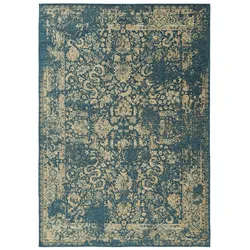 benuta Nest Flachgewebeteppich Frencie Blau 120x180 cm - Vintage-Stil Teppich im Used-Look