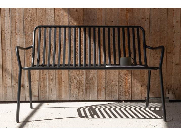 Gartenbank Rover - in beigefarbener oder schwarzer Aluminiumoptik - Schwarz - Luxusbetten24