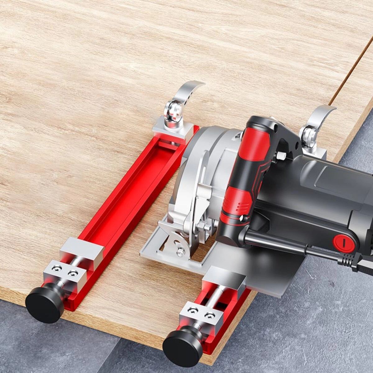 INF Base de positionnement pour machine de coupe réglable 360mm, alliage d'aluminium rouge - Pince de verrouillage solide, vis