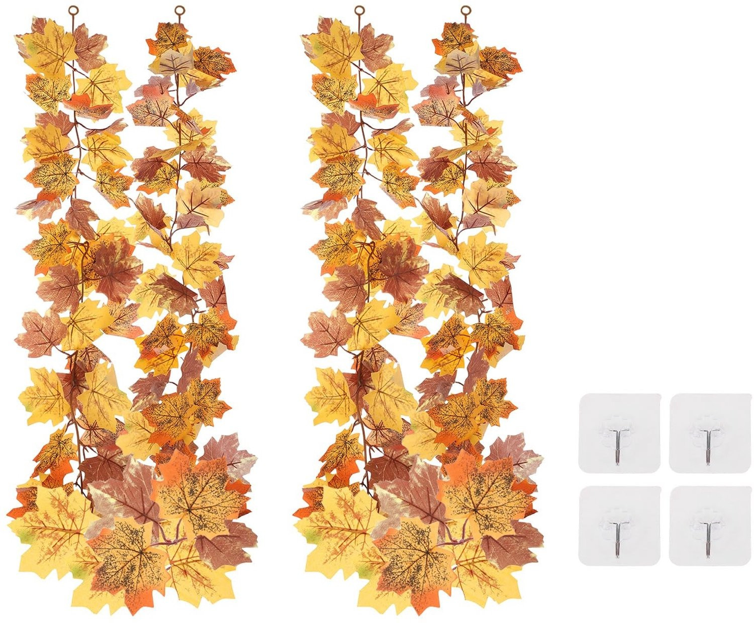Set van 2 kunstmatige herfstbladeren guirlandes voor decoratie