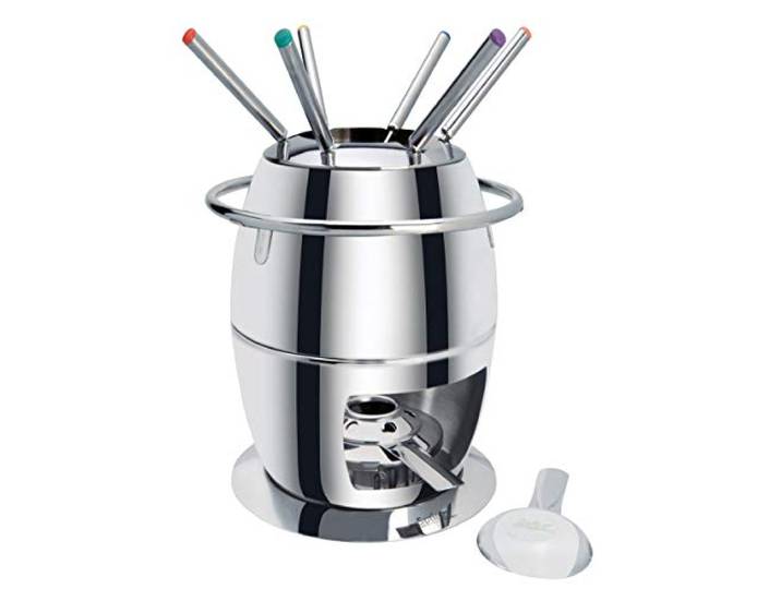 Spring 2698326014 Gstaad Fondue-Garnitur, Edelstahl, silber, 28 x 28,6 x 31 cm