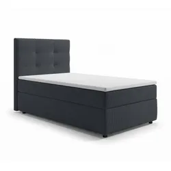 BOXBETT SAKARYA 90x200 cm mit Bettkasten und Matratze - Schwarz + TOPPER