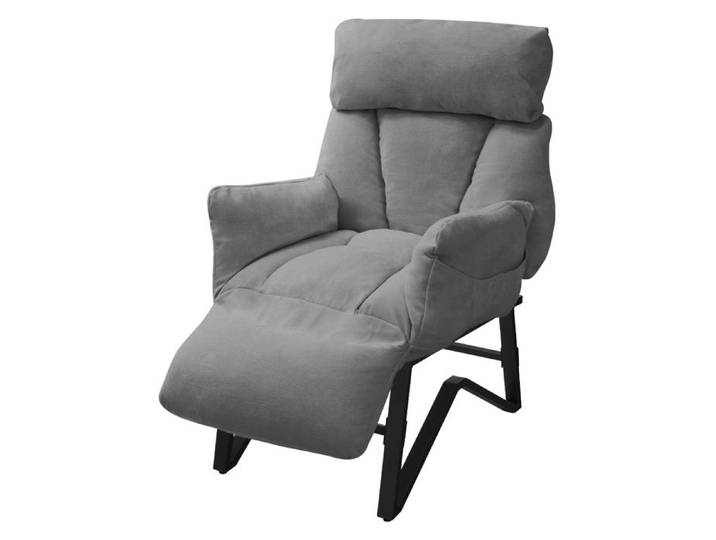 Fauteuil relax de salon manuel - ML-Design - Gris - Inclinable avec repose pied rembourré en lin