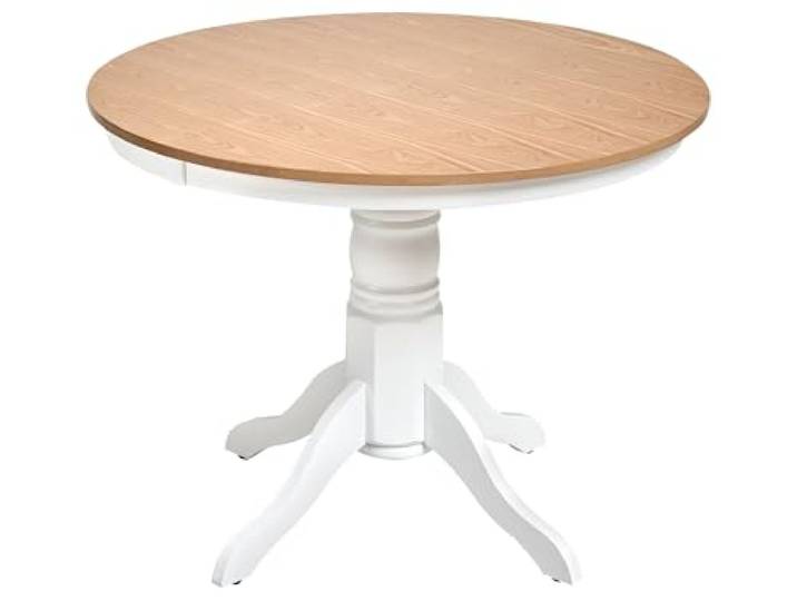 Beliani Esstisch Helle Esche Gummibaumholz für 4 Personen Holzoptik Rund Holz, Braun, Eschenholzfurnier, Belastbarkeit 135 kg, Für Innen- und Außenbereich, 100 x 100 x 76 cm