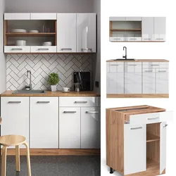 Vicco Küchenzeile Küchenblock Einbauküche R-Line Single Front Weiß Hochglanz