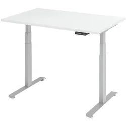 BaseLite Schreibtisch höhenverstellbar (elektrisch) »Base« 120 cm Gestell silbern weiß, 120x129.5x80 cm