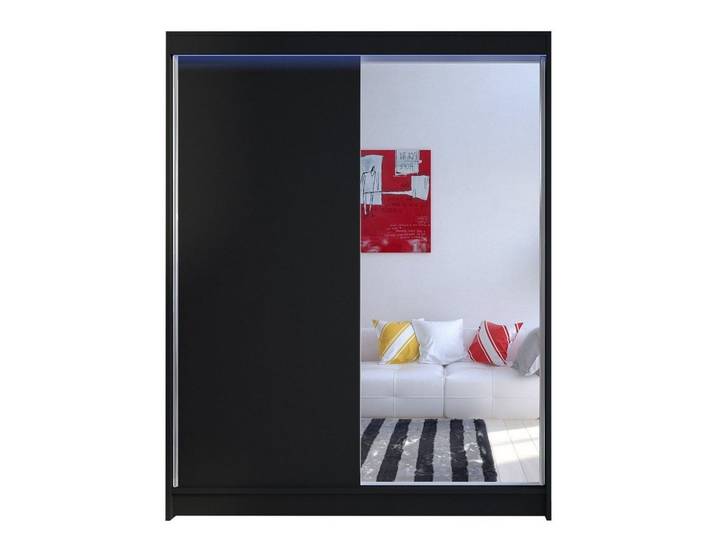 MIRJAN24 Kleiderschrank Camino I (mit Spiegel, Kleiderstange, Einlegeboden) Praktische Schwebetürenschrank, Garderobe