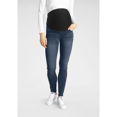Umstandsjeans NEUN MONATE "Stretch-Jeans für Schwangerschaft und Stillzeit", Damen, Gr. 36, N-Gr, blau (schwarz, blau, used), Web, Obermaterial: 59% Baumwolle, 40% Polyester, 1% Elasthan, unifarben, Basic, skinny fit lang, Jeans, Umstandsjeans mit...