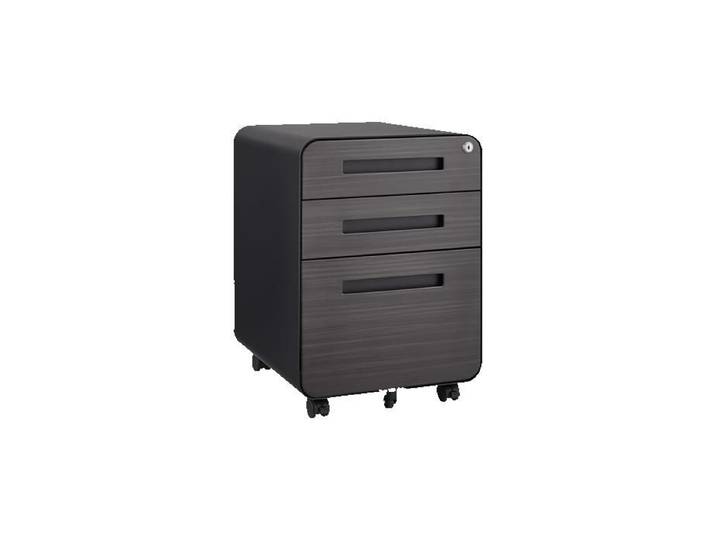 Caisson de bureau 46x40x58 cm mobile 3 tiroirs rangement métal noir