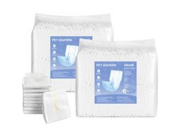 VEVOR Couches Jetables pour Chiens Mâles, 96 Pièces, Bandes Ventrales Anti-fuites Super Absorbantes Taille M, Indicateur Humidité, pour Chiens Mâles Chaleur, Entraînement, Incontinence, 2 Lots de 48