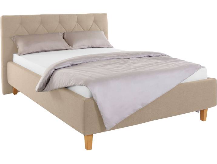 Polsterbett, Beige, 163x210 cm, Struktur, Kreuzsteppung, Modern, Home-affaire