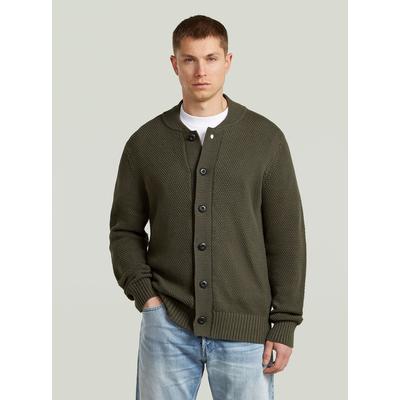 Cardigan G-STAR "Honey Comb Structure Cardigan", Herren, Gr. L, grün (asfalt), Obermaterial: 100% Baumwolle, Strickjacken