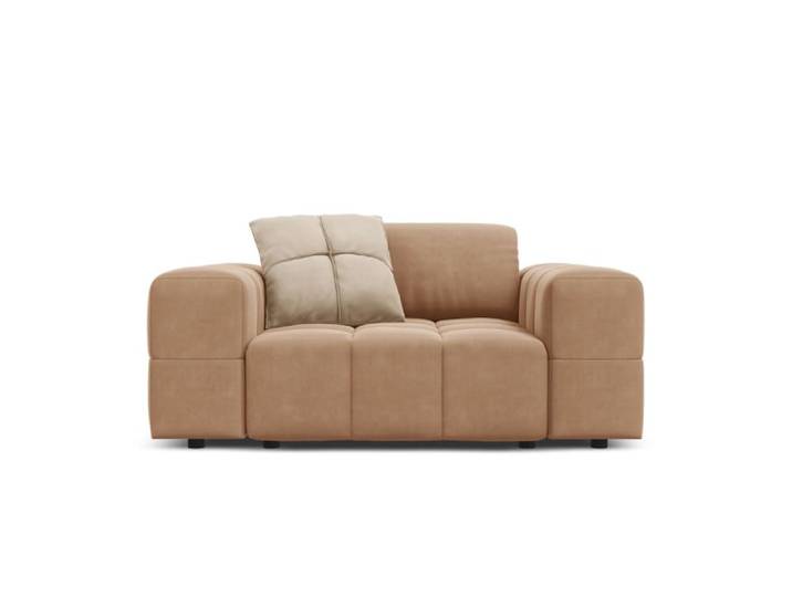 Fauteuil en tissu velours beige foncé