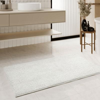 Badematte WECON HOME BASICS "Balu, Badezimmer Teppich, Badvorleger", weiß, H:14mm, Polyester, Badematten, Badematte, Chenille, waschbar, rutschfest, schnell trocknend, weich, Badteppich