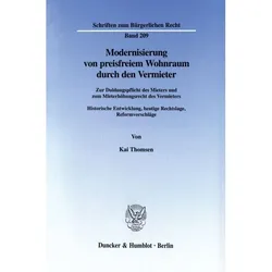Modernisierung von preisfreiem Wohnraum durch den Vermieter, Fachbücher von Kai Thomsen