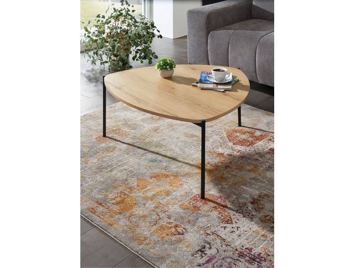 Couchtisch im Loft-Design mit Metallgestell, Eiche