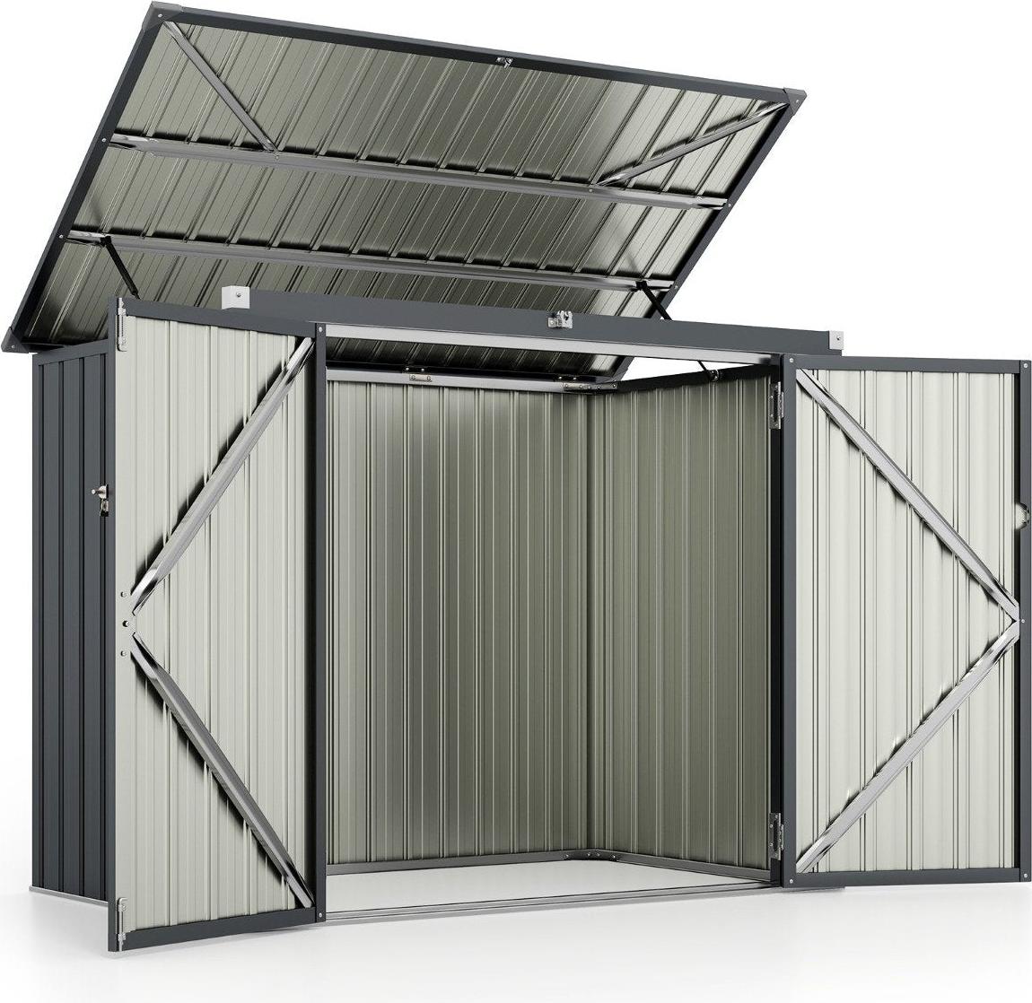 Mülltonnenbox für 2 Mülltonnen Müllbox aus Verzinktem Metall Müllhaus mit 2 Türen
