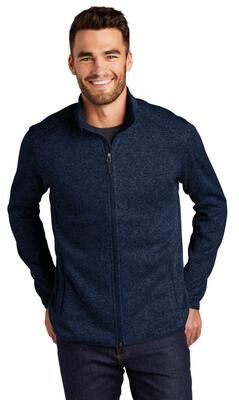 Port Authority F232 Sweater Fleece Jacket in River Blue Navy Heather size 2XL   Polyester