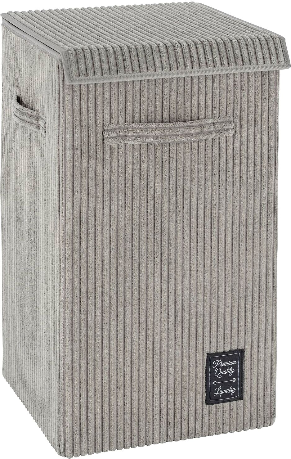 Wäschekorb WENKO "Cora Grau", grau, B:33cm H:63cm T:33cm, Obermaterial: 100% Polyester, Wäschesammler, Wäschekorb, mit klappdeckel und Griffen, grau grau 63 l