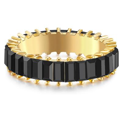 Fingerring YOKOAMII "Y102" Gr. 50, gelbgold, Fingerringe, Damen, 50, 2,6mm, Fingerring, Ring gelbgold Kristall schwarz