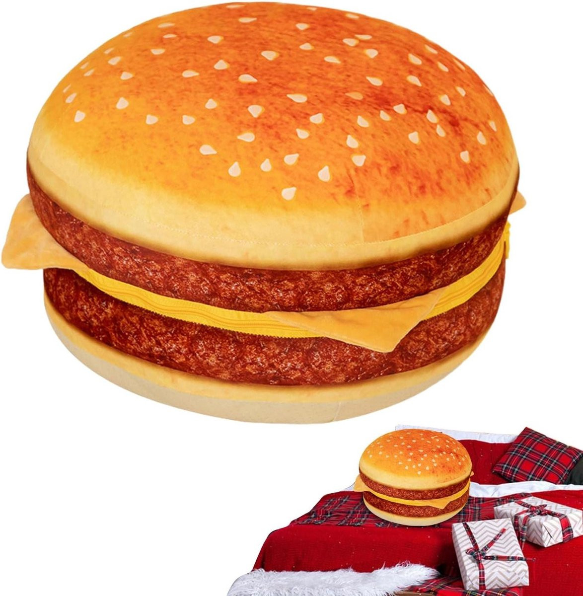 Realistisch Hamburger Knuffelkussen voor Kamerdecoratie - Multicolor - 40 x 40 cm