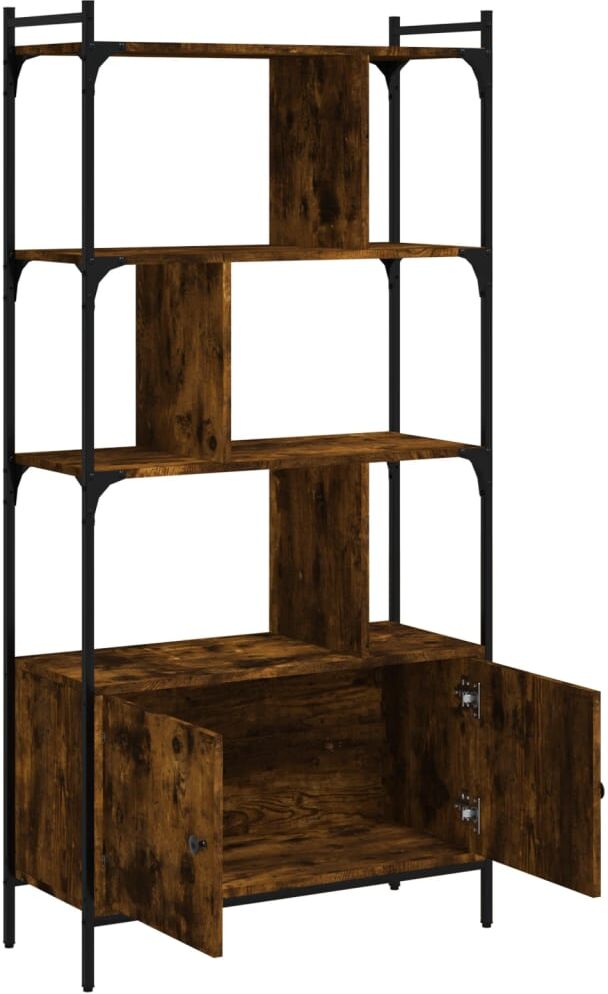 vidaXL Bibliothèque avec portes chêne fumé 76,5x30x154,5 cm