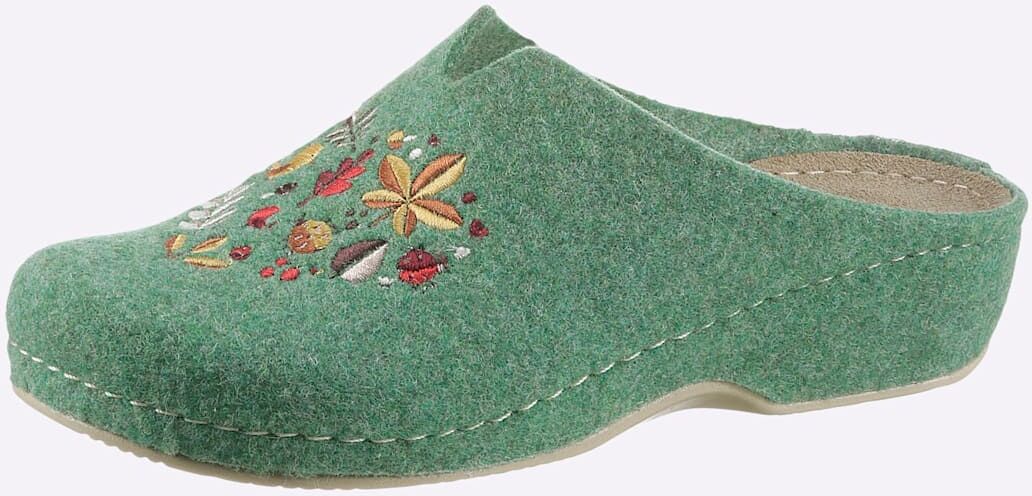 Pantoffel WALDLÄUFER, Damen, Gr. 42, grün (apfel), Filz, Schuhe Pantoffel apfel 42