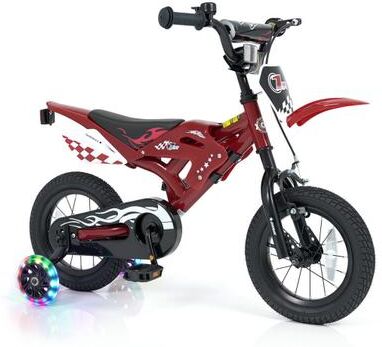 Costway 12 Inch Kids Bike Motorcycle-Inspired for Boy Girl Ages 3-4 Years-Red