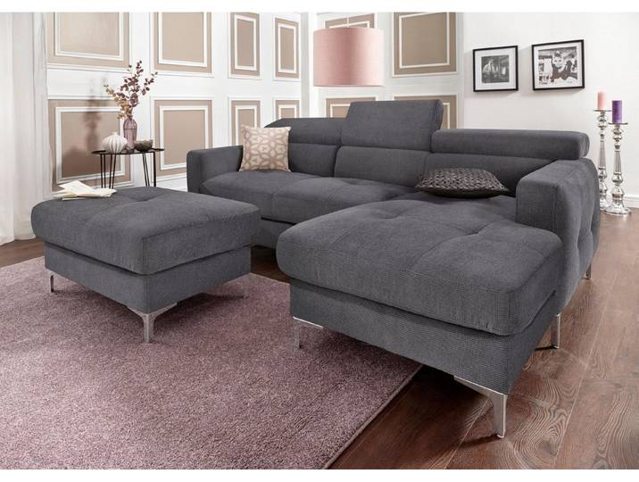 COTTA Polstergarnitur Sammy L-Form, (Set), Set bestehend aus: Ecksofa mit Kopfteilverstellung & Hocker