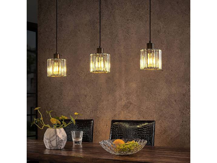 Glas Hängeleuchte Vella Lindby, dimmbar, schwarz, für Wohn- / Esszimmer, Metall, Modern