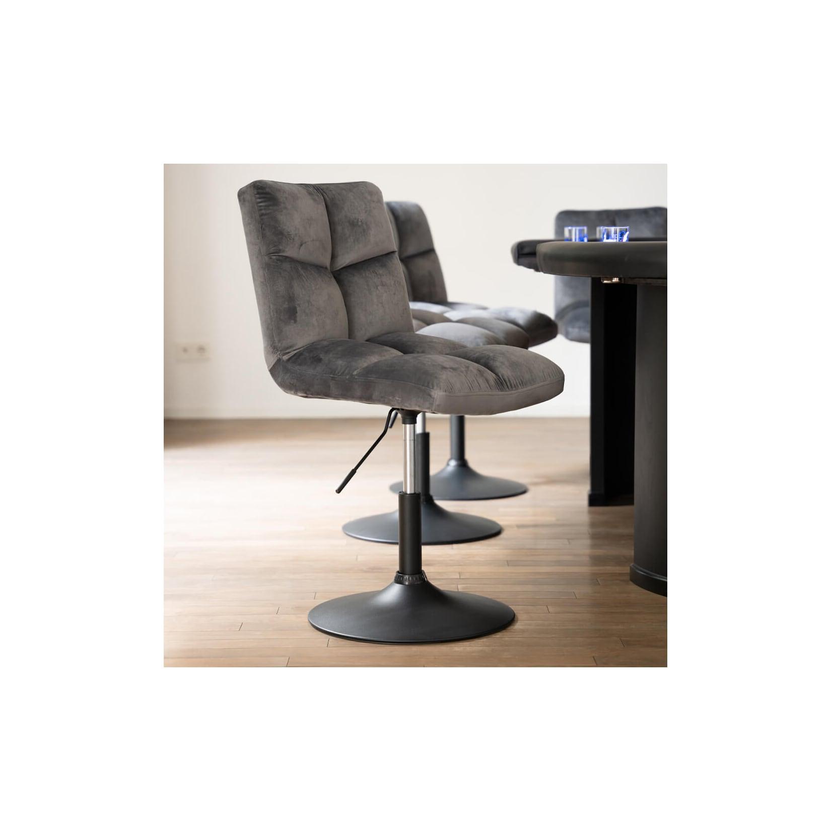 HOME DELUXE Barhocker höhenverstellbar 8er Set ACE - Samt Hellgrau