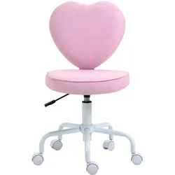 HOMCOM Stuhl Chefsessel Drehstuhl Computerstuhl Polsterung Rosa Leinenstoff 40 x 50 x 79-89 cm