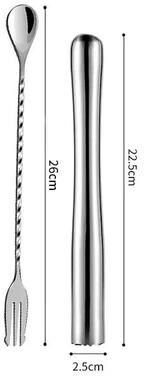 Inspire Curations Stainless Steel Cocktail Muddler & Mixing Spoon Set Professional Bar Stirrer Tools (2 Piece) 8.9 Inches