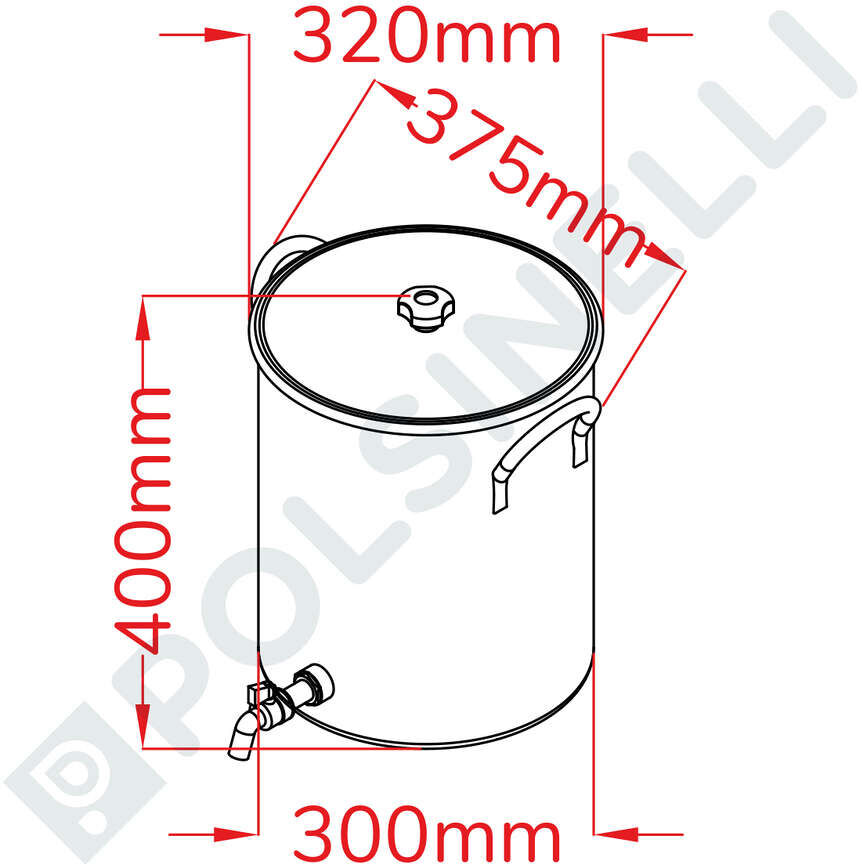 Polsinelli cuve inox 25 L avec robinet