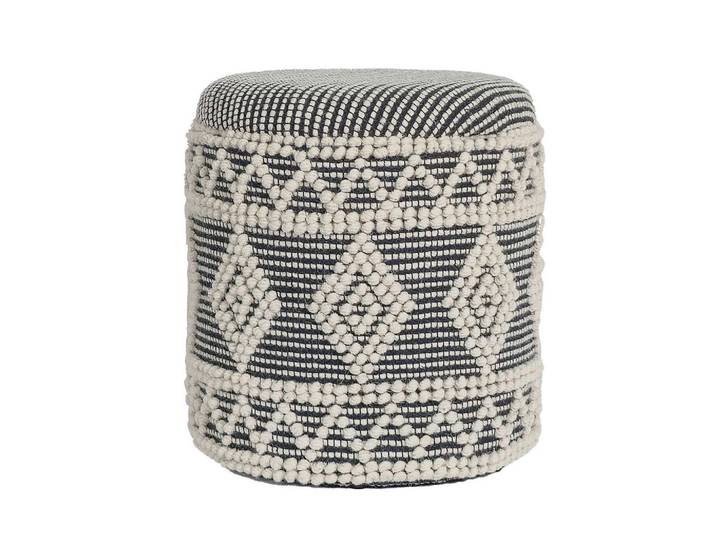 Mid.you Hocker, Creme, Schwarz, Raute, rund, 40x45x40 cm, Stauraum, Wohnzimmer, Hocker, Sitzhocker