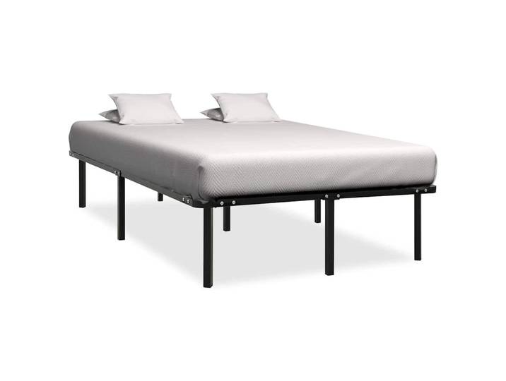 vidaXL Bettgestell Schwarz Metall 160/200 Cm, Pappel,Pappel, Hartholz, Rechteckig, 160x200 cm, Schlafzimmer, Betten