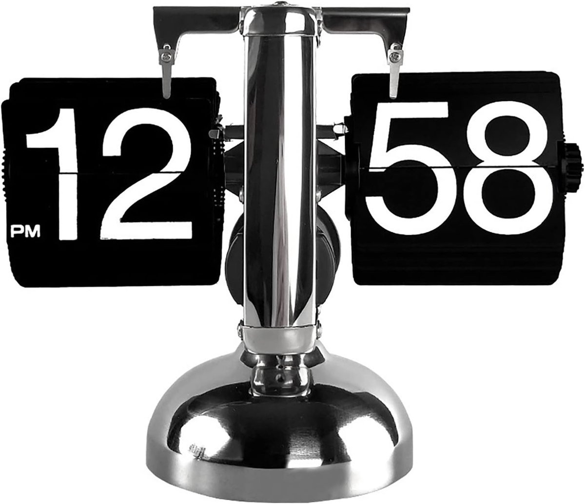 Retro minimalistische digitale auto flip bureauklok voor thuis en woonkamer - Zwart