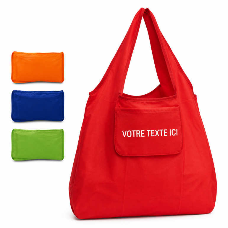 Porte-clés publicitaire sac shopping polyester rouge