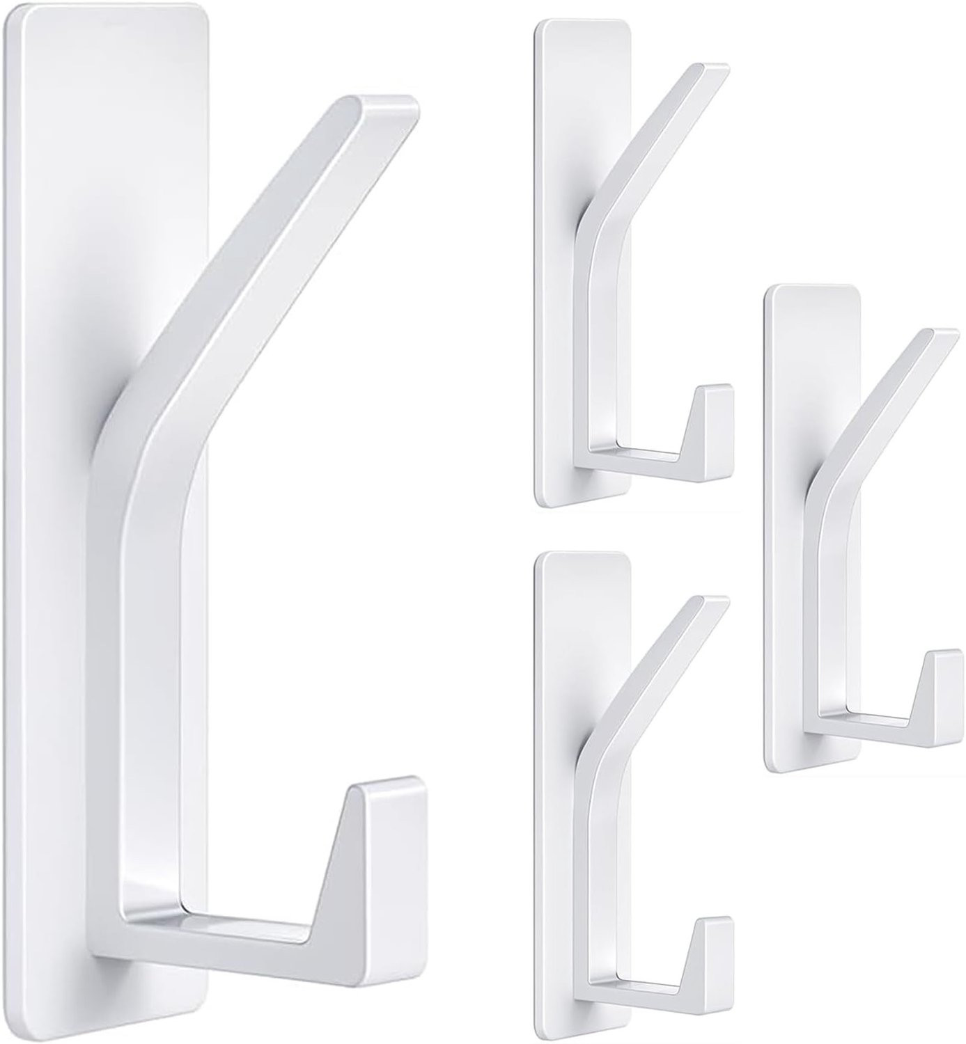 Set van 4 zelfklevende metalen jashaken met dubbel haakontwerp voor badkamer, keuken, slaapkamer of deur