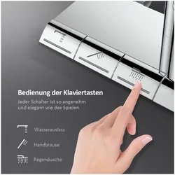 Emke, Duschsystem, Duschsystem mit Thermostat, Handbrause + Regendusche(3 Strahlstärken) + Unterer Auslass, Chrom