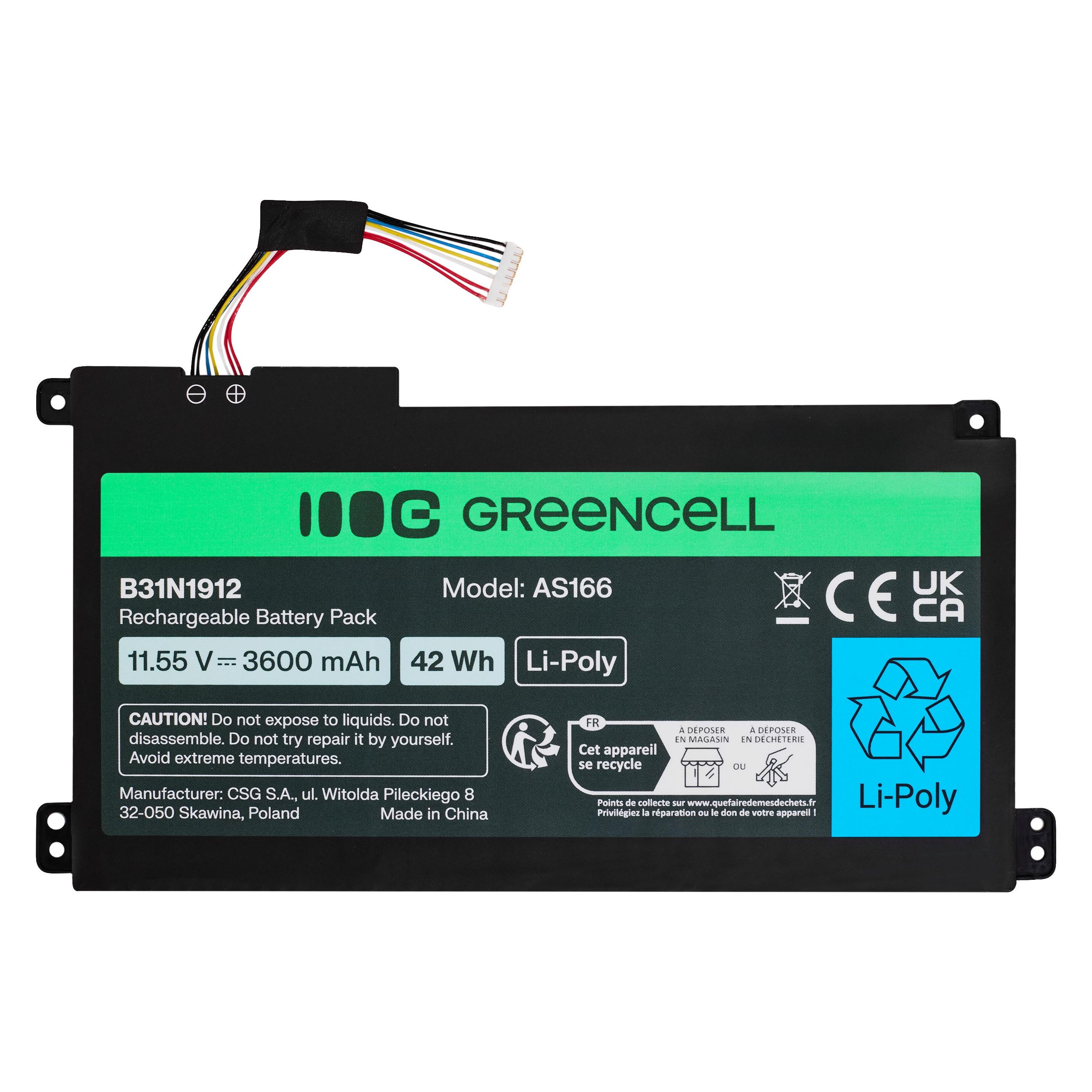 GreenCell Green Cell Battery for Asus C31N1912 / B31N1912 3HWPP ASUS VivoBook 14 (3 Zellen, 3600 mAh) (AS166)